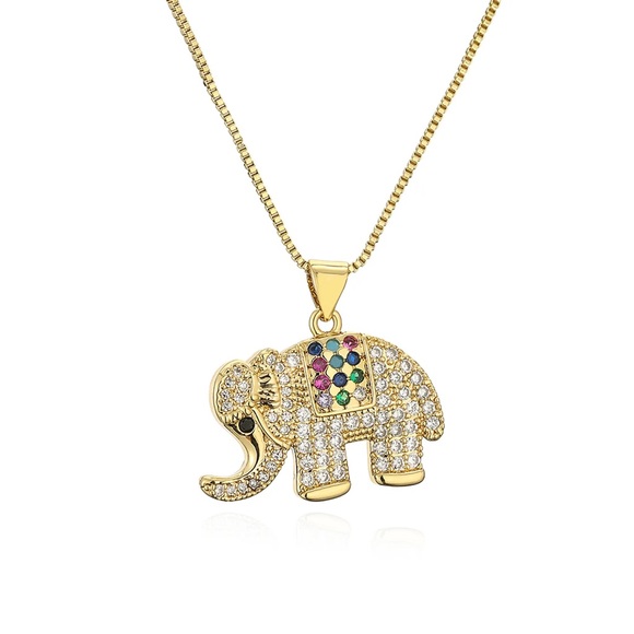 18K Gold Plated Elephant Necklace - Picture 1 of 2
